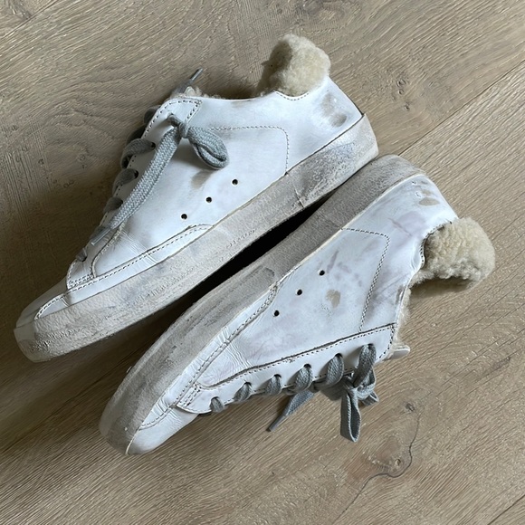 Golden Goose White Shearling Sneakers with Shearling Star. Size 36. - Picture 5 of 10
